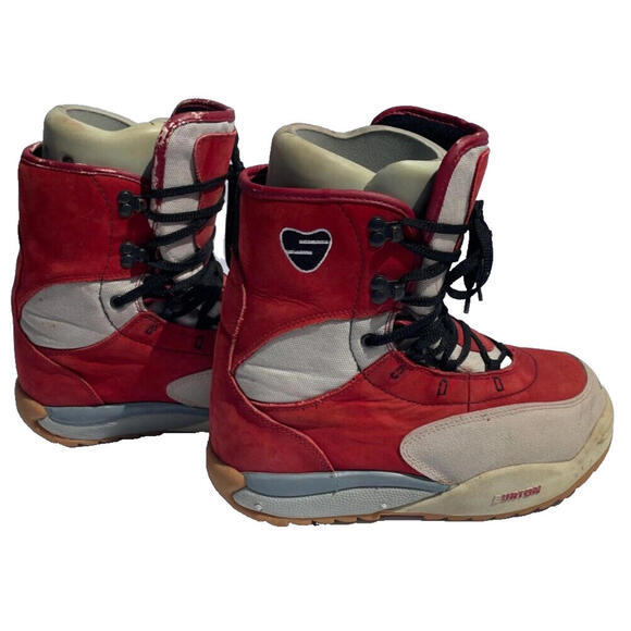 Burton Freeride Lace Up Snowboard Boots Mens Size 8 Red Gray White - Picture 5 of 9